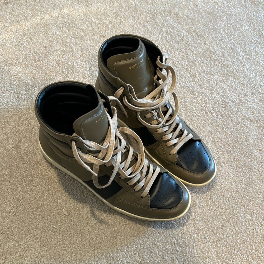Yves Saint Laurent SL/10H high-top sneakers, Olive & Black.